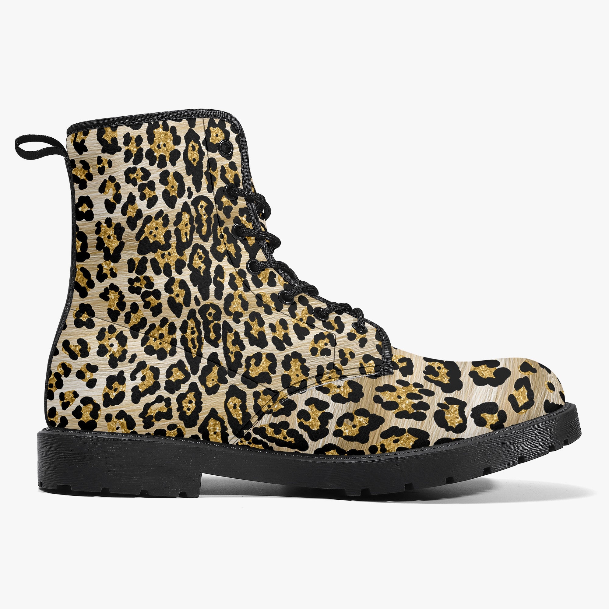 Women s Trendy Leather Boots Jaguar Print Leopard Print Cheetah Print Animal Print Winter Boots Combat Boots Vegan Leather Boots Etsy