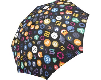 Automatic Foldable Umbrella Money, I love cryptocurrencies, Crypto Gift, Cryptocurrency Lover, blockchain, Gift, accessories