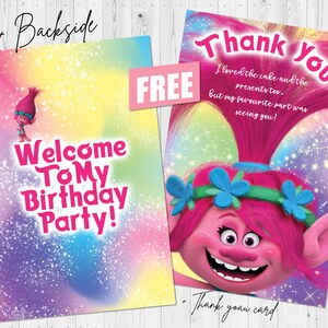 Trolls Birthday Girl Party Invitation Party Editable Template - Etsy
