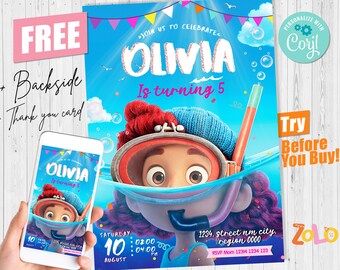 Luca Birthday Invitation Girl Electronic Download Editable Mobile Phone invite Digital or Printed