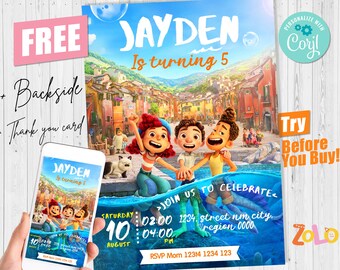 Luca Birthday Invitation Boy or girl Electronic Download Editable Mobile Phone template Digital or Printed Corjl