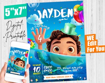Luca Birthday Invitation Boy Electronic Download Editable Mobile Phone invite Digital or Printed