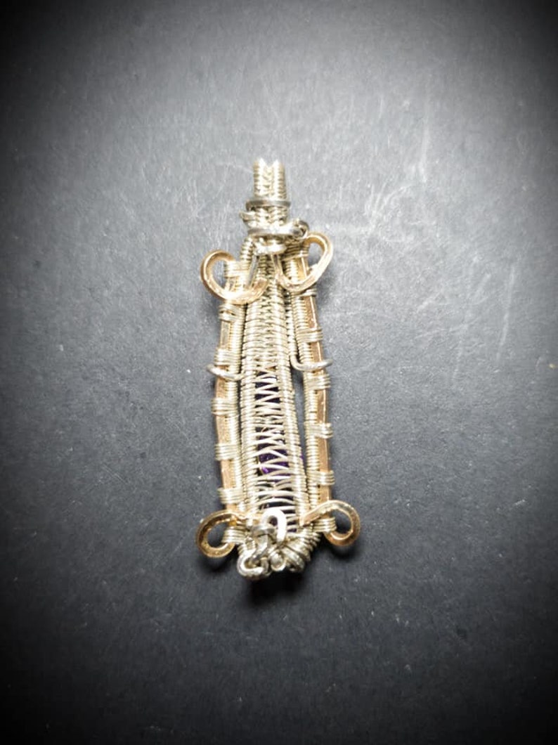Heady Drip Round Cut Amethyst Cabochons and Smiling Buddha Amethyst Carving Sterling Silver Gold Channel Set Wire Wrapped Pendant