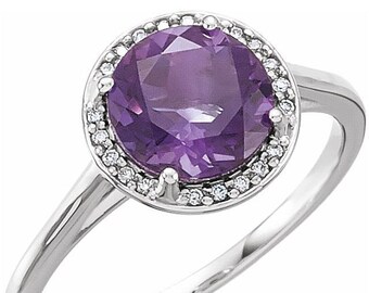 14k White gold and diamond birthstone ring