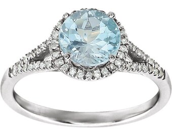 14k white gold diamond & birthstone ring