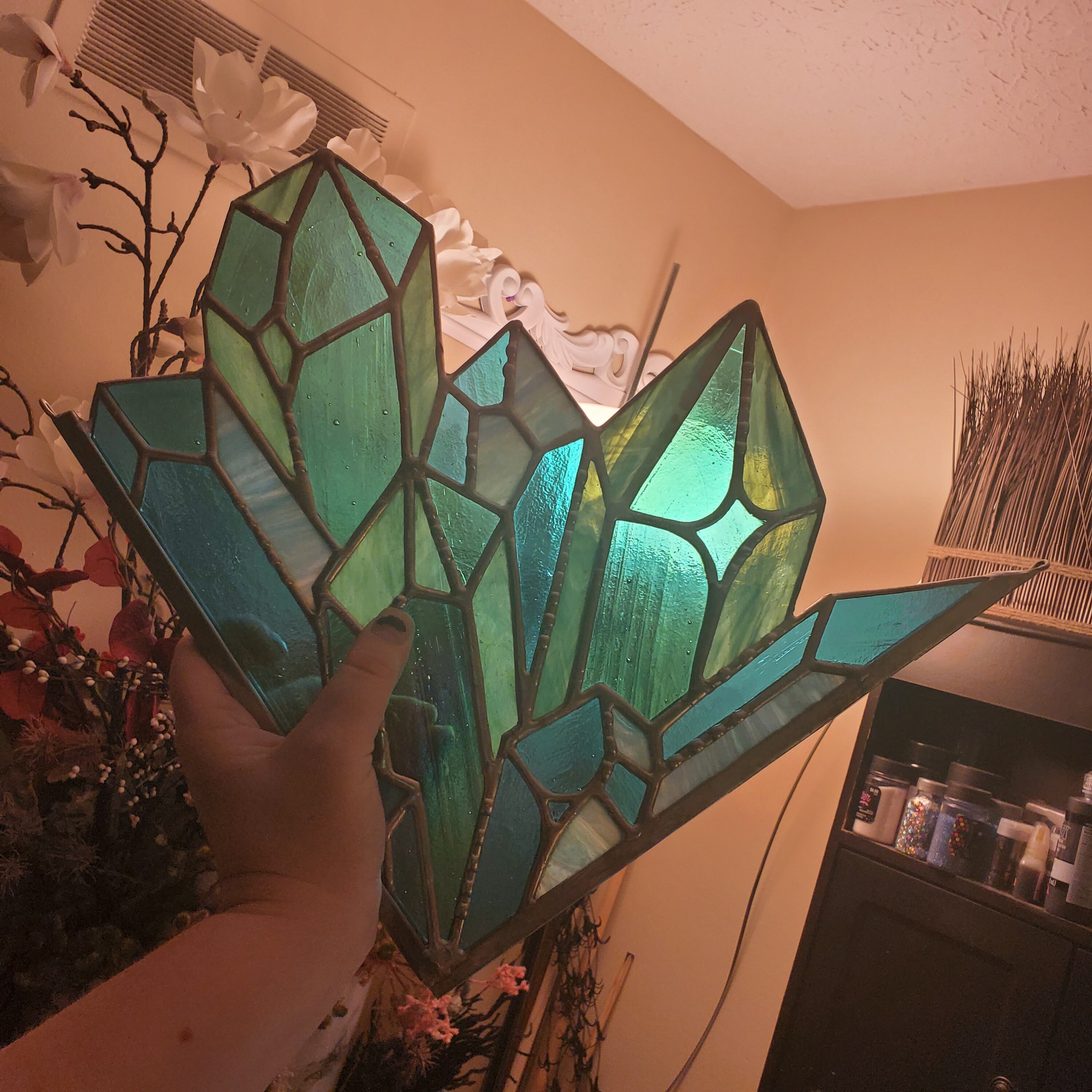 ONE/ SINGLE stained glass crystal cluster crystal decor Etsy