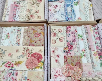 ditsy florals selection box,  vintage floral fabrics,  vintage fabric bundle,  slow stitching bundle