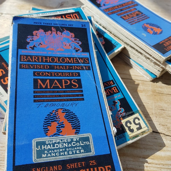 Vintage Bartholomew's maps ,canvas backed vintage maps,