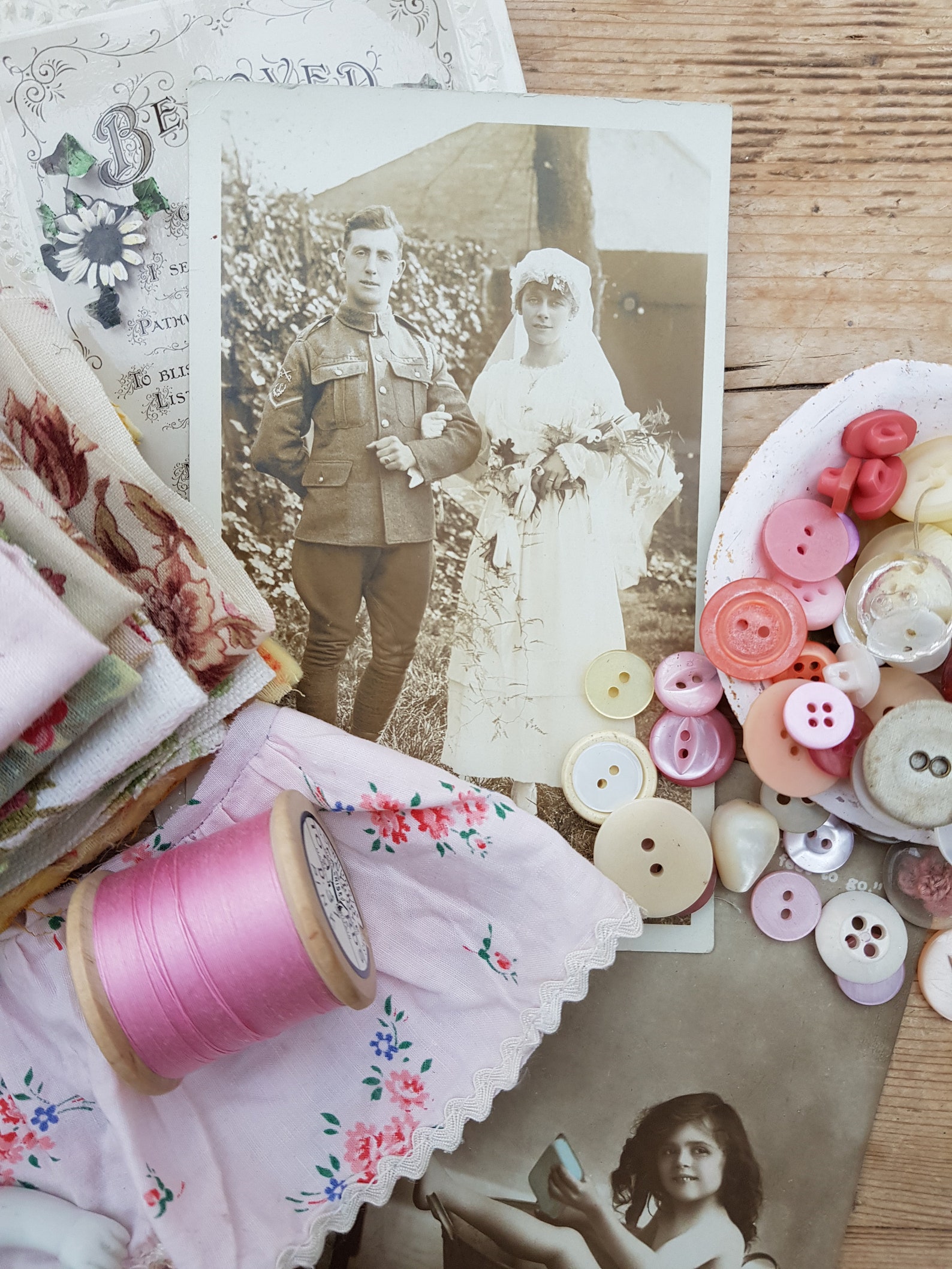 Vintage fabric bundle buttons ephemera vintage cottons and Etsy