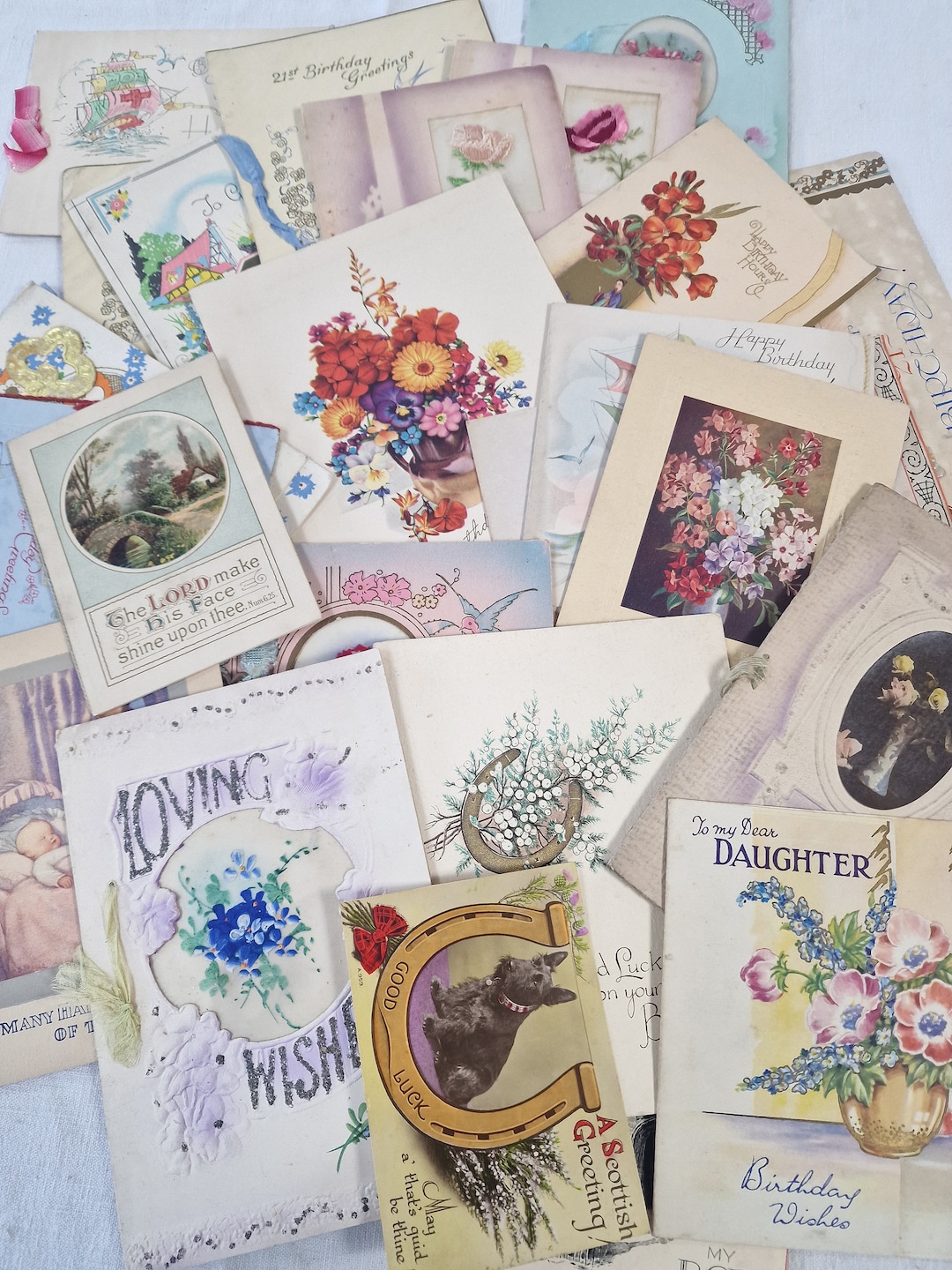 26 Vintage Greetings Cards Old Birthday Cards Ephemera Bundle Il 1080xN.5702018974 Iyo0