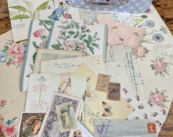 vintage ephemera,  pretty papers,  ledger paper,  vintage wallpaper,  card case bundle,  collage,  mixed media bundle