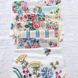 Pacote de tecidos vintage, Caixa 24, tecidos para costura lenta, tecidos vintage para costura.