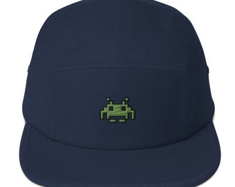 5 Panel Camp Hat - Space Invaders | Embroidered to Order | Low Profile and Soft Structured 100% Cotton Cap
