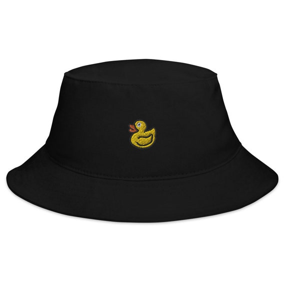 Bucket Hat - Rubber Ducky | Embroidered to Order | 100% Cotton Twill Black White Fishing Summer Hat for Men and Women