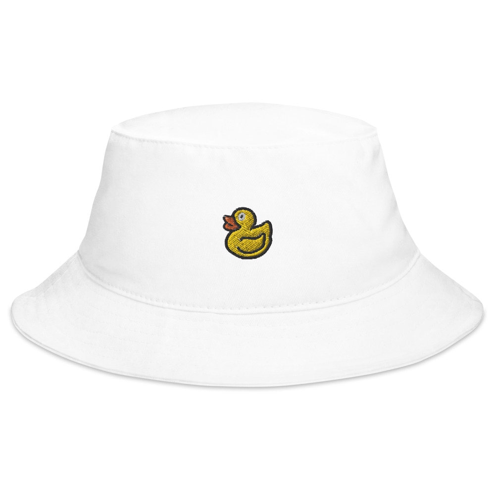 Etsy Cotton Fishing Order Hat White Summer Ducky Rubber for Hat 100% Black and to Women - Men Embroidered Bucket Twill