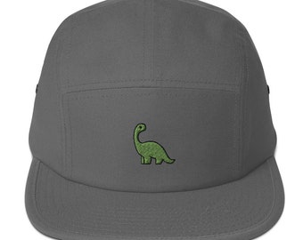 NEW 5 Panel Camp Hat - Green Dinosaur | Embroidered to Order | Low Profile and Soft Structured 100% Cotton Cap