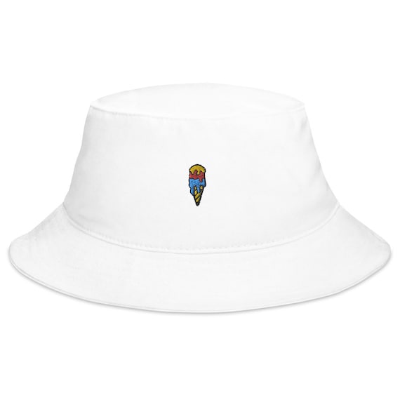 Bucket Hat - Ice Cream Cone | Embroidered to Order | 100% Cotton Twill Black White Fishing Summer Hat for Men and Women