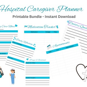 Hospital Caregiver Planner Printable | Medication Log | Doctor Questions | Appointment Planner | Prayer Journal | Instant Download image 1