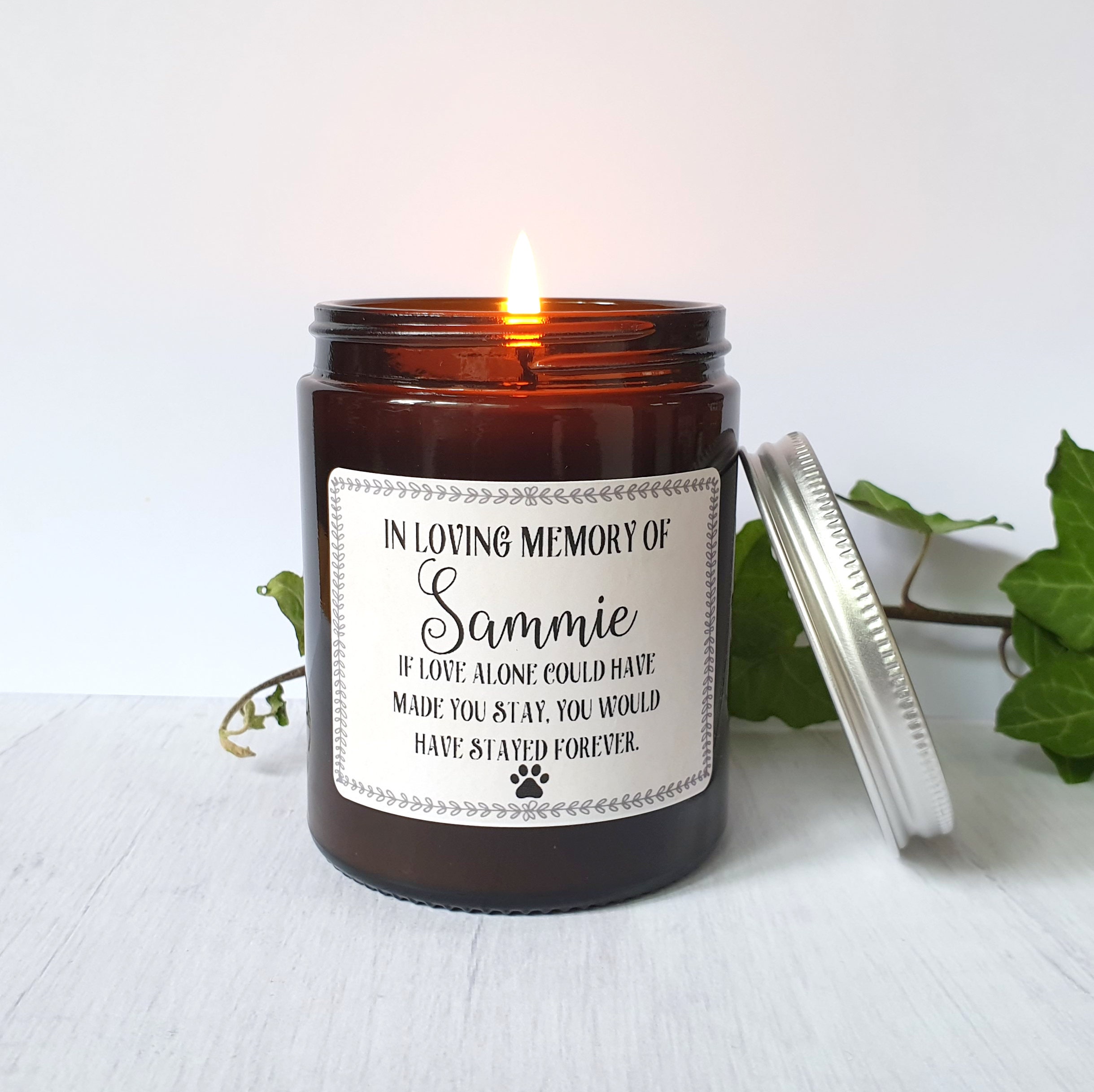 Pet Loss Gift Memorial Candle Personalised Pet Remembrance Etsy