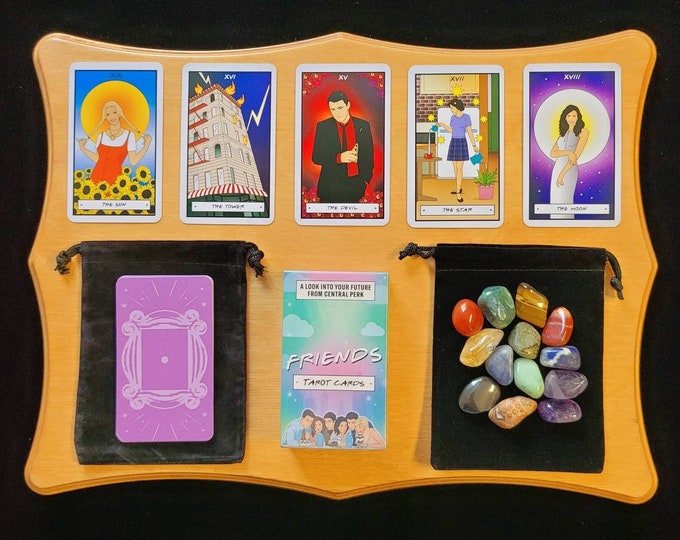 Tarot Card Deck Just Friends & Instruction Booklet, Classic Rider-Waite Tarot Card Deck 78 Cards + Velvet Bag, Beginner Set, Crystals