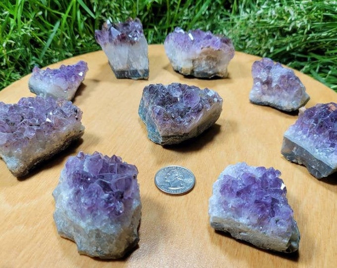 Raw Amethyst Cluster, Natural Amethyst Crystal, Amethyst Geode, Purple Healing Crystals For Reiki Therapy, Meditation, Gridding 1"-2" inch