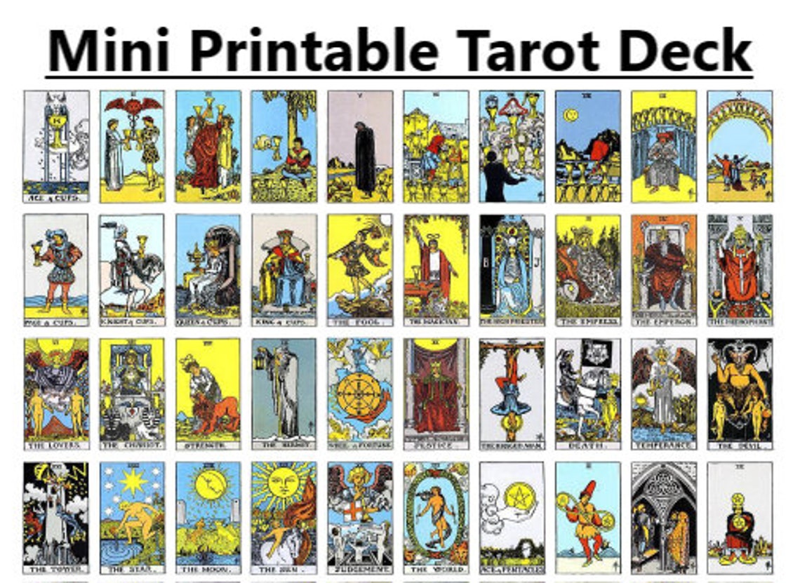 Miniature Tarot Card Deck Printable Tarot RiderWaite 78 Etsy