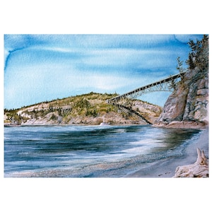 Deception Pass Painting Watercolor North Beach Whidbey Island Pacific Northwest Art