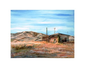Old Barn Painting Watercolor Lake Chelan