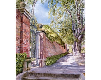 City Painting Watercolor Street Scene Queen Anne Hill Seattle