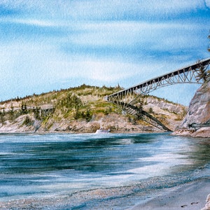 Deception Pass Painting Watercolor North Beach Whidbey Island Pacific Northwest Art