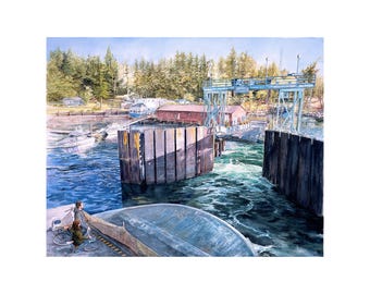 Ferry Boat Painting San Juan Islands Art Shaw Island Washington