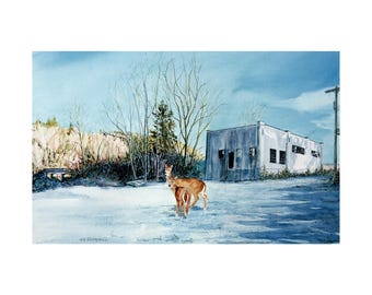 Wildlife Painting Watercolor US Route 101 Lilliwaup Washington