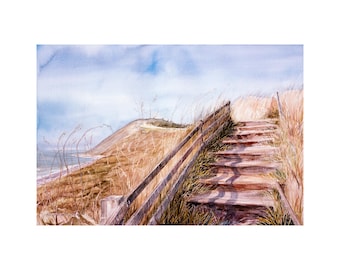 Beach Painting Watercolor Whidbey Island Ebey's Landing Coupeville Pacific Northwest Art Print