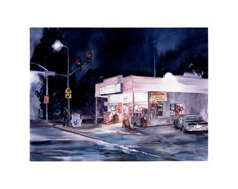 Old Grocery Painting Watercolor Capitol Way Olympia