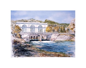 Historic Building Painting Watercolor Potlatch Powerhouse