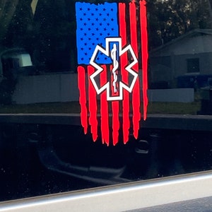 EMS Star of Life American Flag decal/sticker