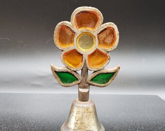 vintage stained glass flower bell