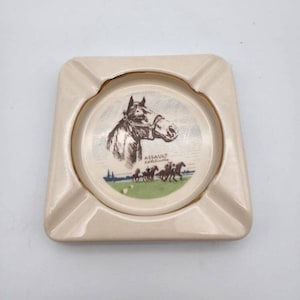 Vintage Assault Horse Ashtray Ceramic 1946 Triple Crown Winner R H Palenske B&B Pottery USA, Kentucky Derby Equestrian Decor Tobacciana Gift