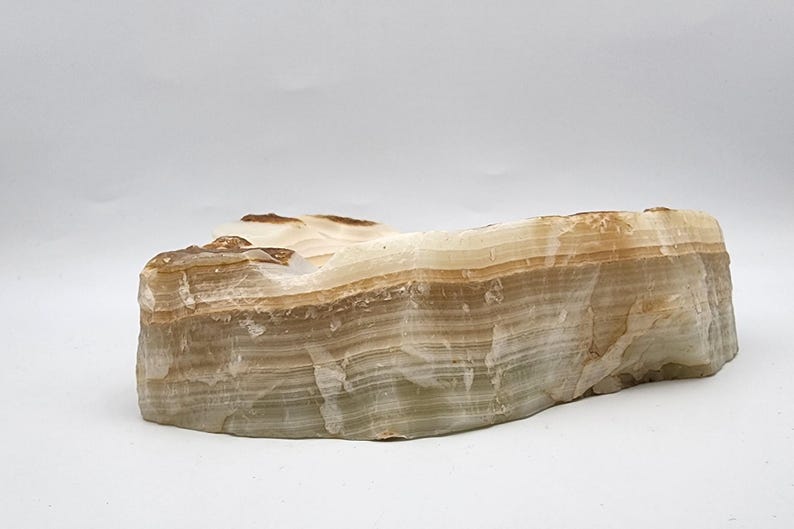 Vintage Hand-Carved Onyx Stone Ashtray | Natural Agate Catchall Dish | Mid-Century Modern Trinket Bowl | Unique Raw Edge Home Decor image 6