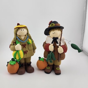 Thanksgiving Pilgrim and Indian figurines