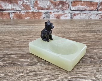 Small Onyx with Dog Ashtray / Trinket Dish