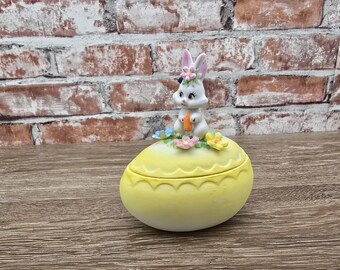 Vintage Easter Bunny Egg Trinket Box