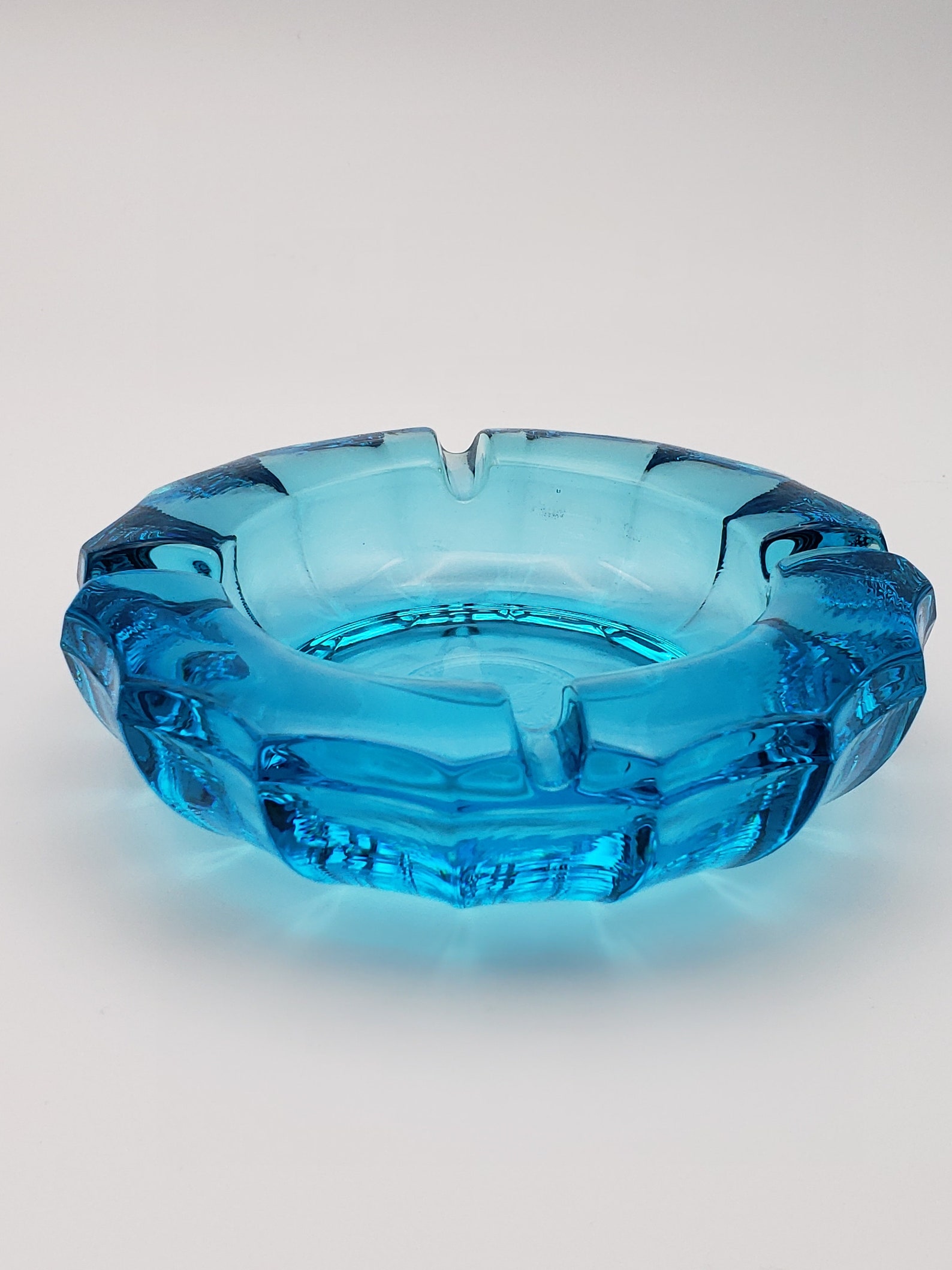 Vintage Fostoria Glass 1887 Eagle Coin ashtray in Blue Etsy