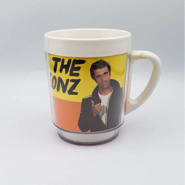 Vintage The Fonz plastic mug / Happy Days / 1970's TV show