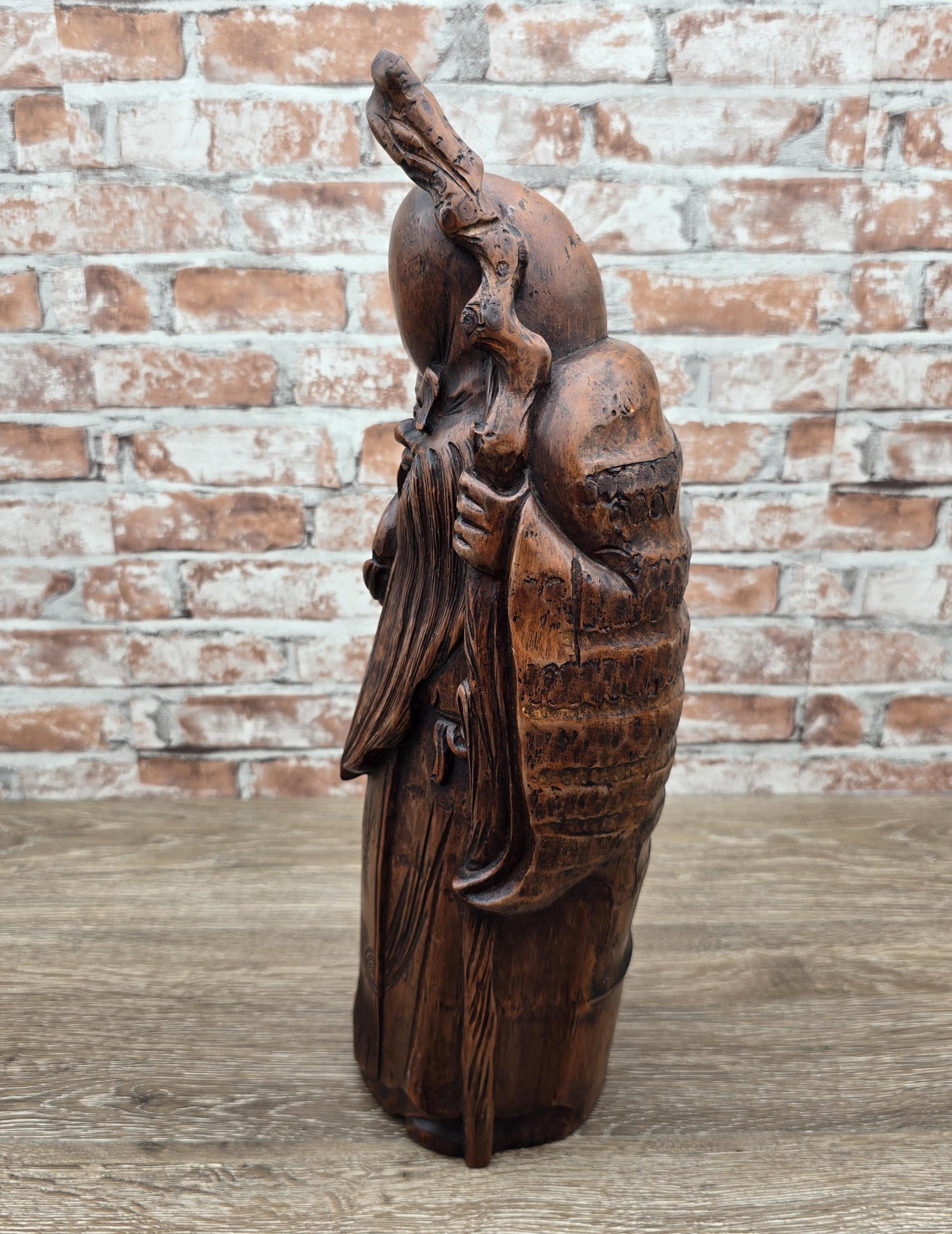 Carved Chinese Bamboo Root / Shoulao or Shouxing, Chinese God of
