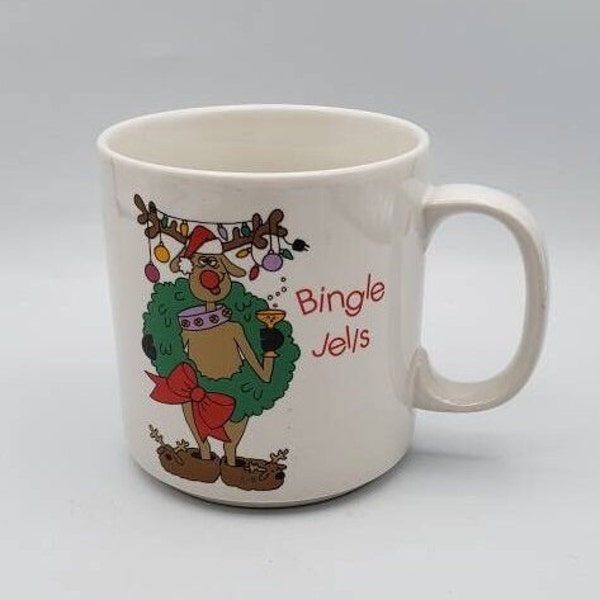 Bingle Jells mug / Christmas mug / Drunk reindeer / Russ Berrie / Kitsch