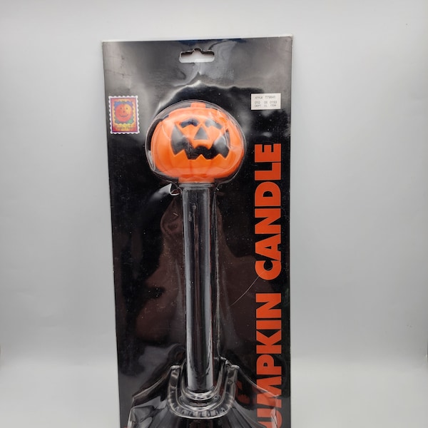 Vintage 1996 Pumpkin Hollow Reflector Candle Lighted Halloween Blow Mold Window Candlestick 90s Retro Kitsch Seasonal Specialties