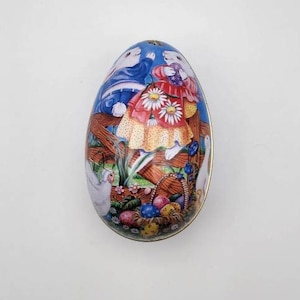 Metal Easter Egg container / Tin Easter egg