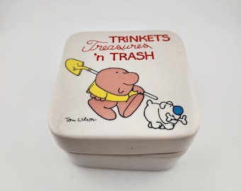 Vintage 1978 Ziggy Trinket Box / "Trinkets, Treasures 'n Trash / Tom Wilson Ceramic Keepsake Box / Made in Japan / Retro Comic Collectible
