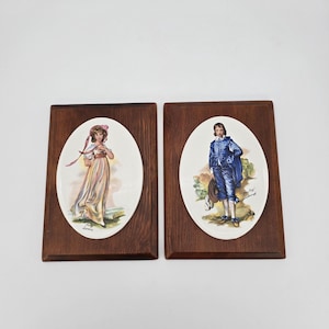 Pinky and Blue boy tile on wood